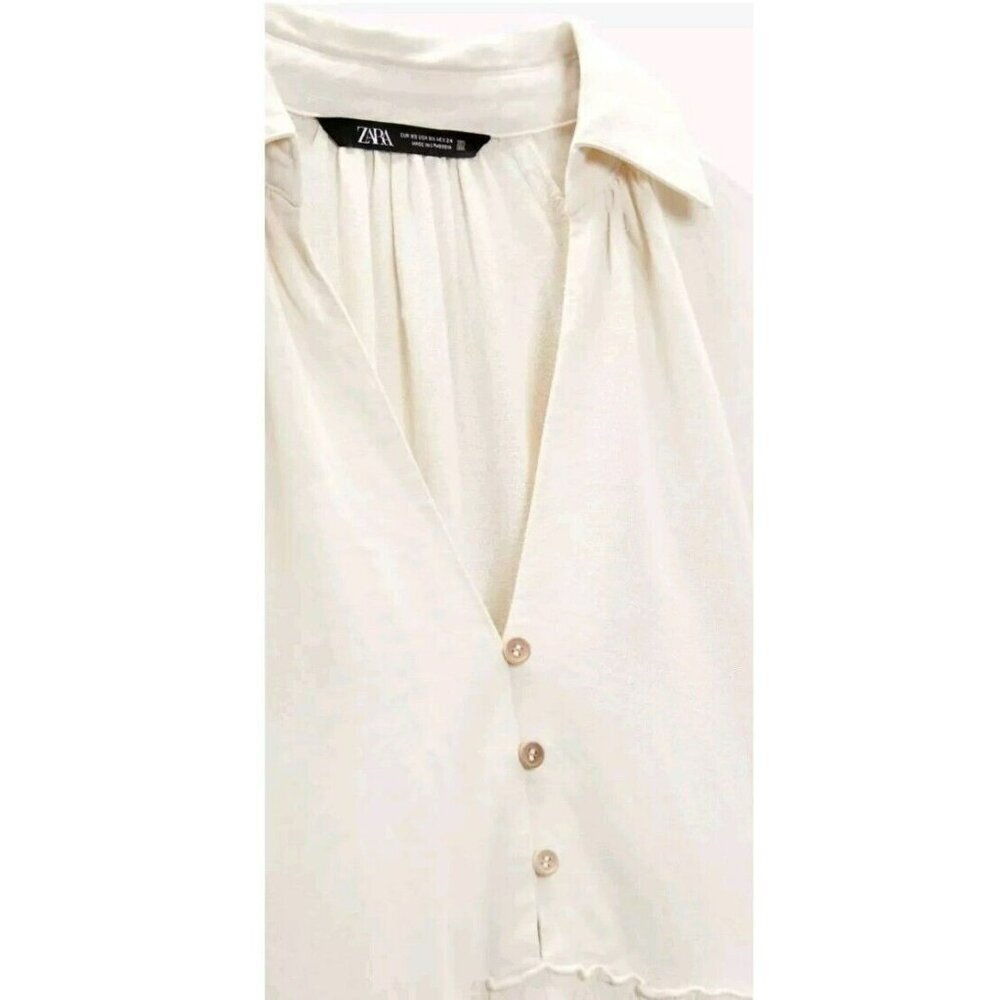 ZARA LINEN-BLEND PANELLED MIDI DRESS 8741/062 CREAM  Medium - Picture 5 of 7